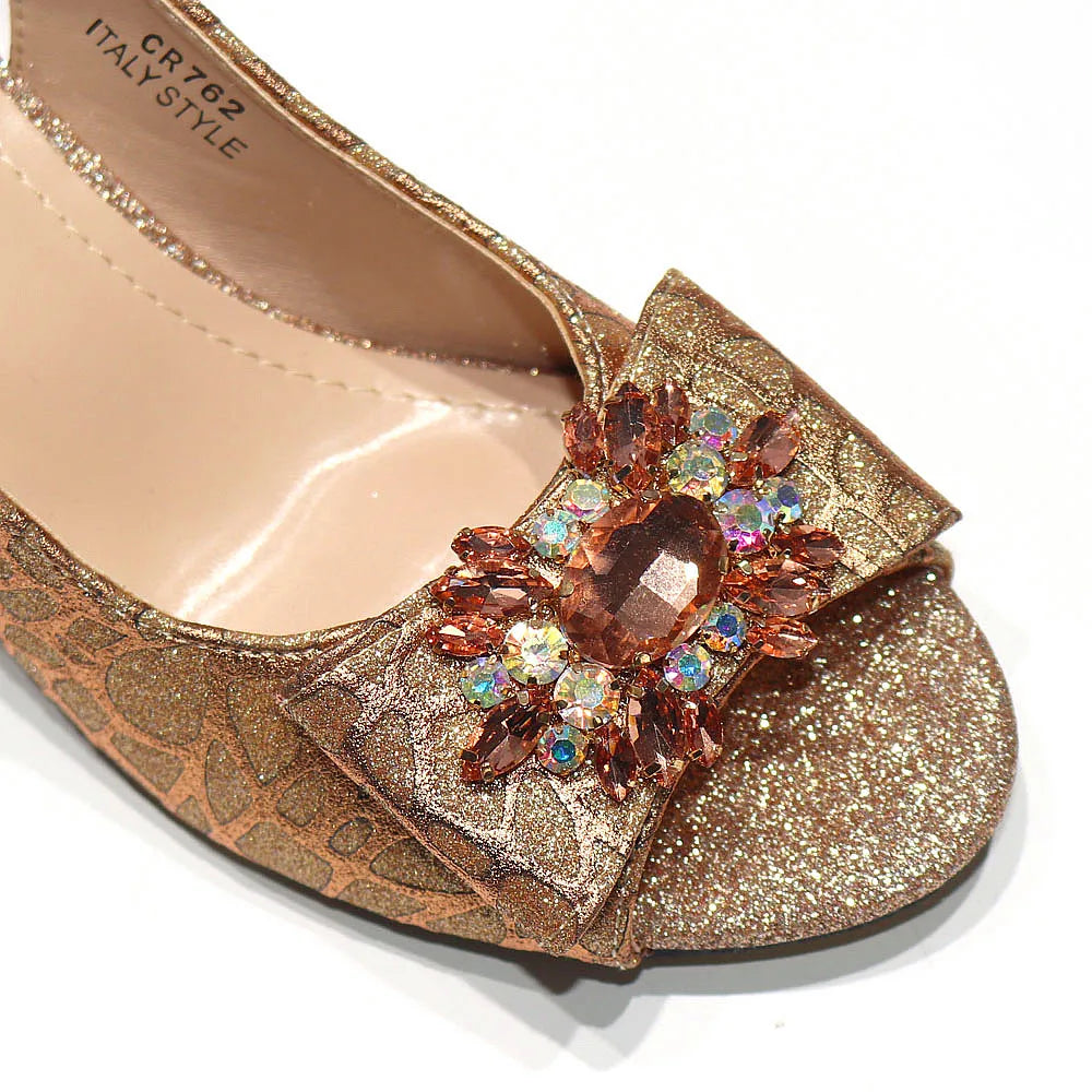 Ladies Sandals Butterfly Design High Heels Shoes and Bag Set