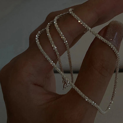 Popular Silver Colour Sparkling Chain Choker Necklace For Women