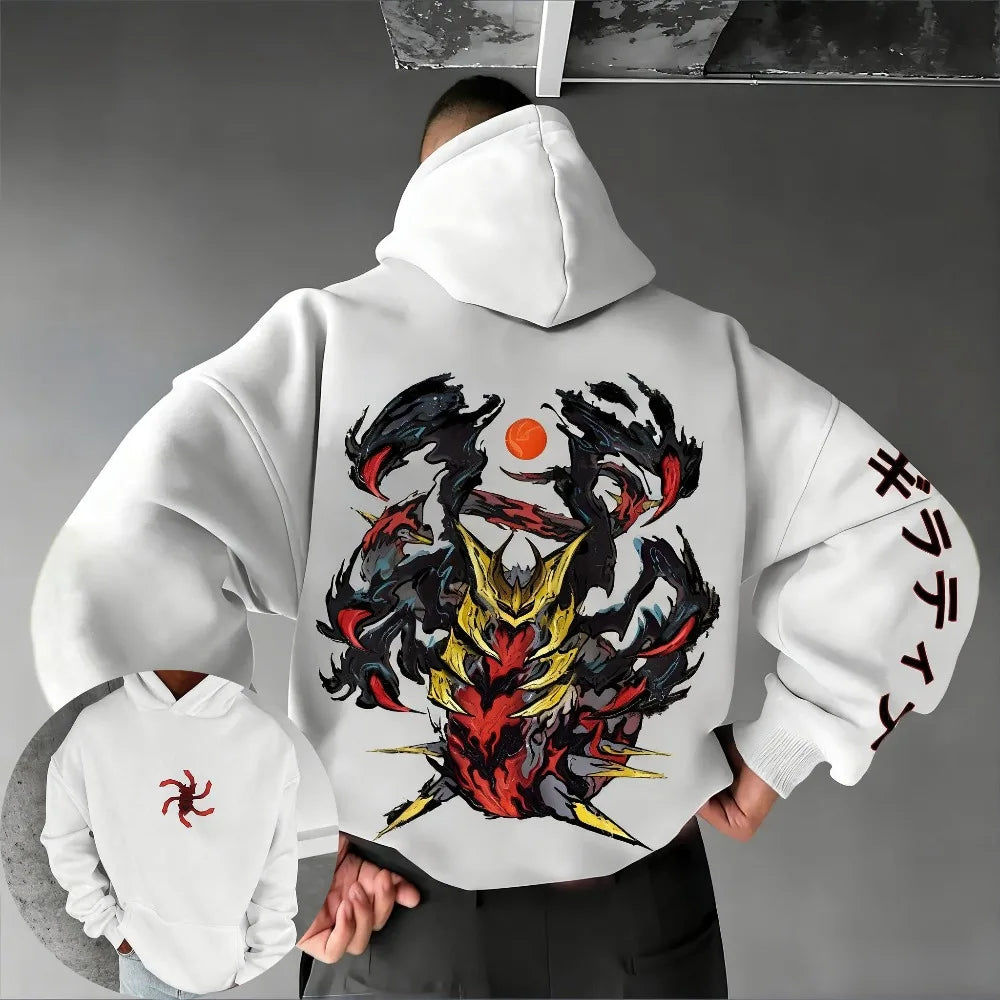 Pokémon Anime Giratina Genuine Printed Men's Pullover Autumn and Winter New Loose Casual Gym Sports American Hip Hop Sweater Top