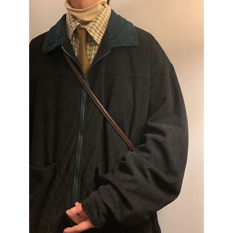 American Style Vintage 2025 Men Bomber Jacket Windbreakers Zipper Coats Autumn Loose Cargo Outwear