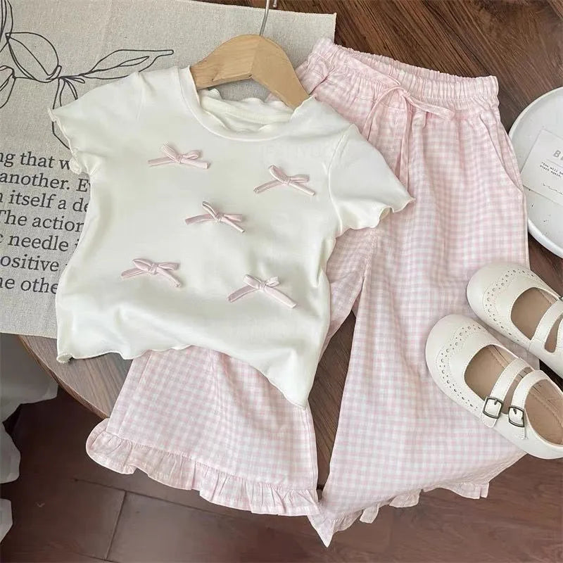 Children's Clothing Bow Short Sleeve Top