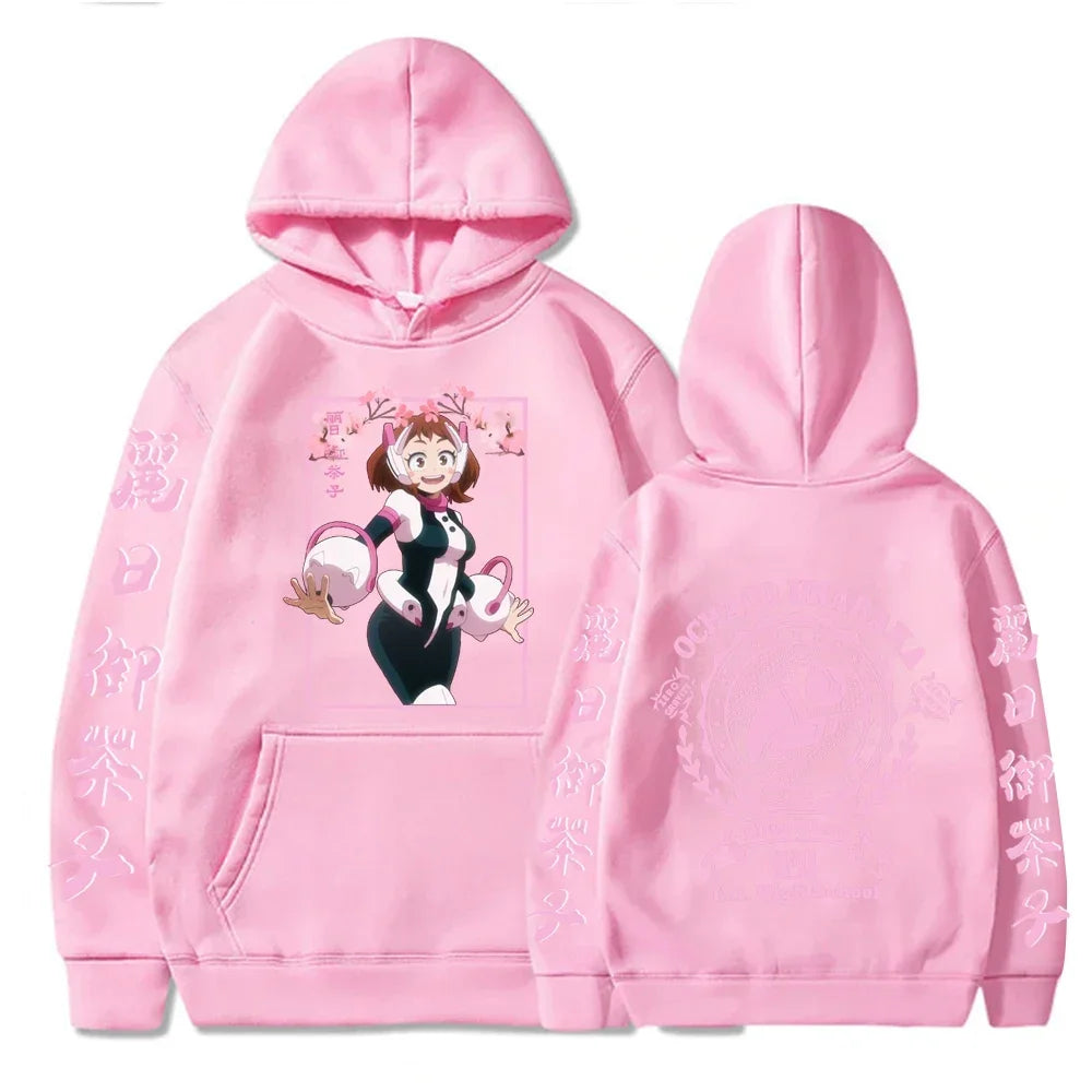 Japanese Anime OCHACO URARAKA My Hero Academia Hoodies Unisex Oversized Streetwear Harajuku Pink UA High School Print Sweatshirt