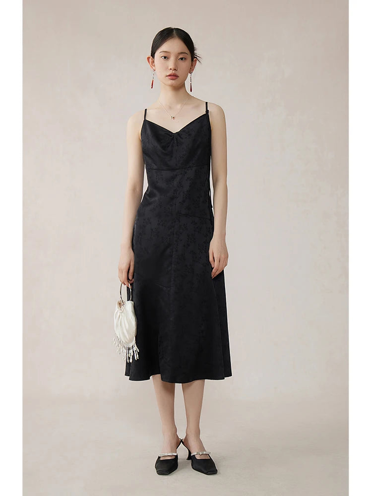 ZIQIAO New Chinese Style Slim Fit Classic Suspender Dress For Women 2024 Summer Vibe Romantic Mint Mambo Midi Dress 24ZQ92011
