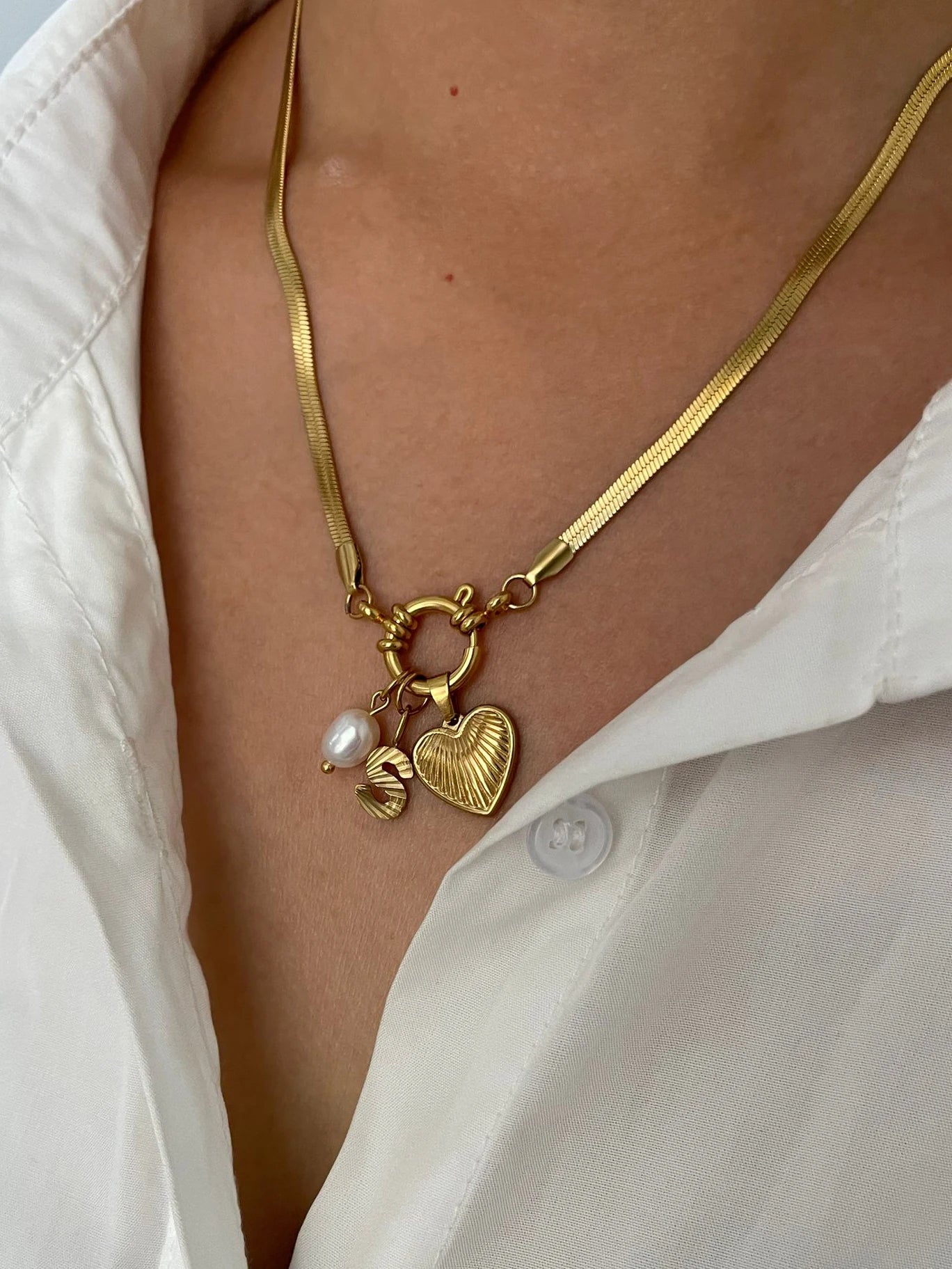 Tarnish Fashion Unusual Jewelry Freshwater Pearl Heart Pendant Necklace