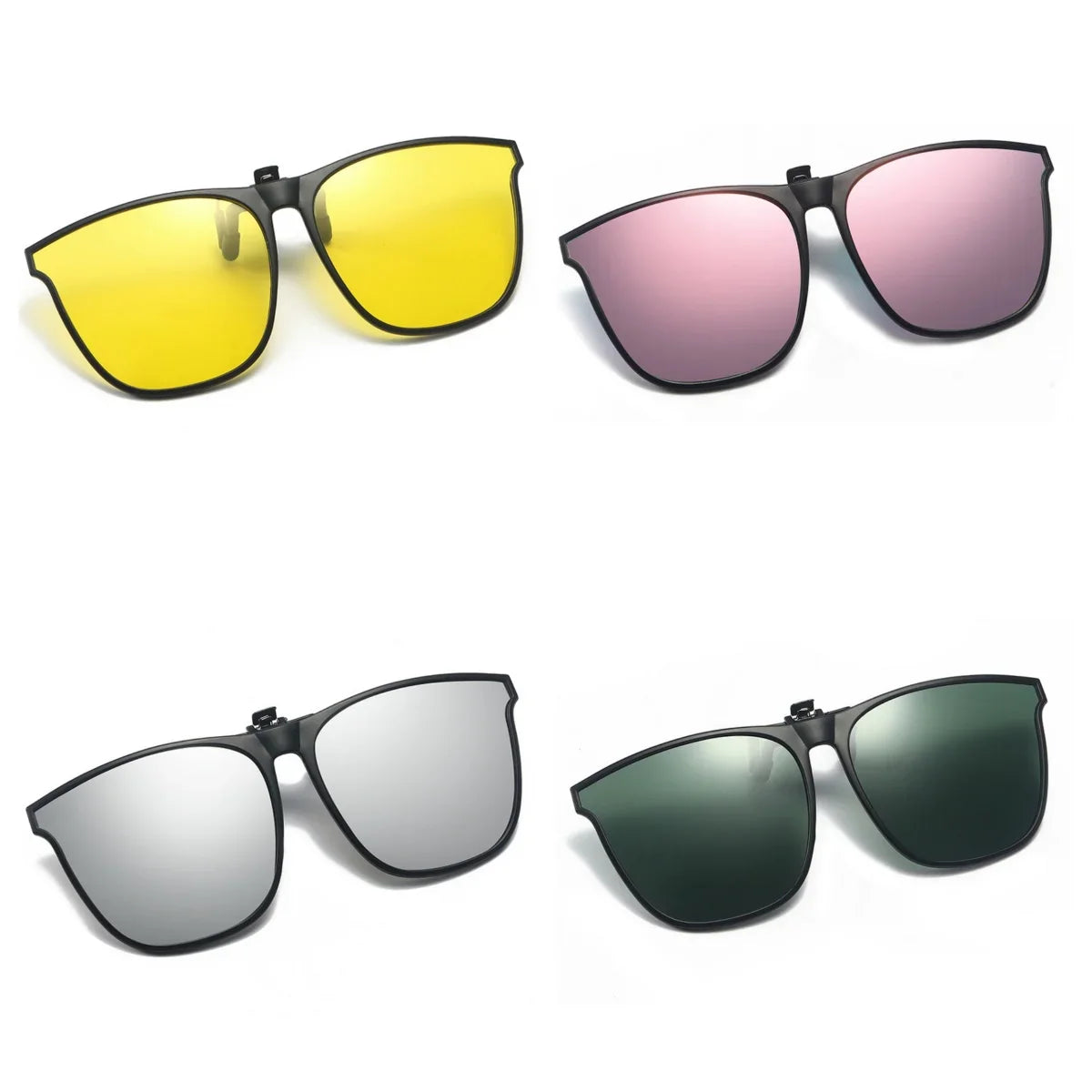 A Pair of New PC Clip Sunglasses for Outdoor Fishing and Driving. Clip Sunglasses for Day and Night Use.