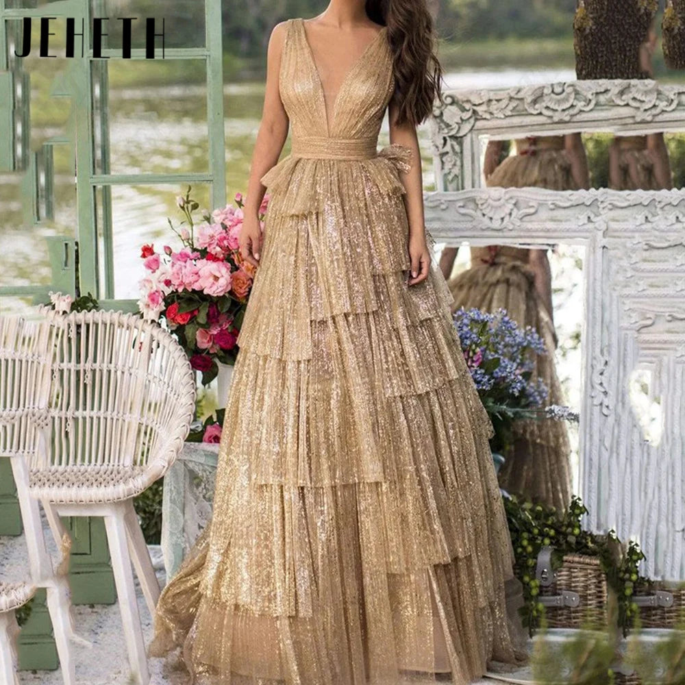 Tiered Evening Dresses Luxury Sparkly Tulle Bespoke Occasion Dress
