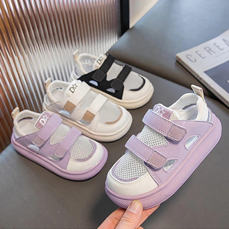 Oulylan Summer Hollowed Out Mesh Sneakers Fashion Children's Breathable Board Shoes Girls Casual Antiskid Running Footwear