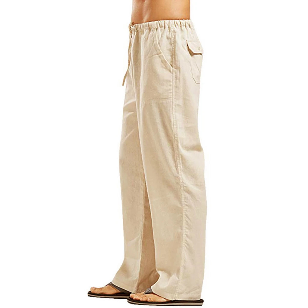Men's Cotton Linen Pants Loose Cool Casual Long Pants