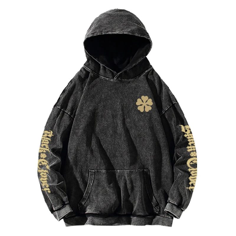 Black Clover Hoodie Black Bull Logo Print Sweatshirt Women Men Clothing Long Sleeve Streetwear Washed Cotton Hooded Pullover