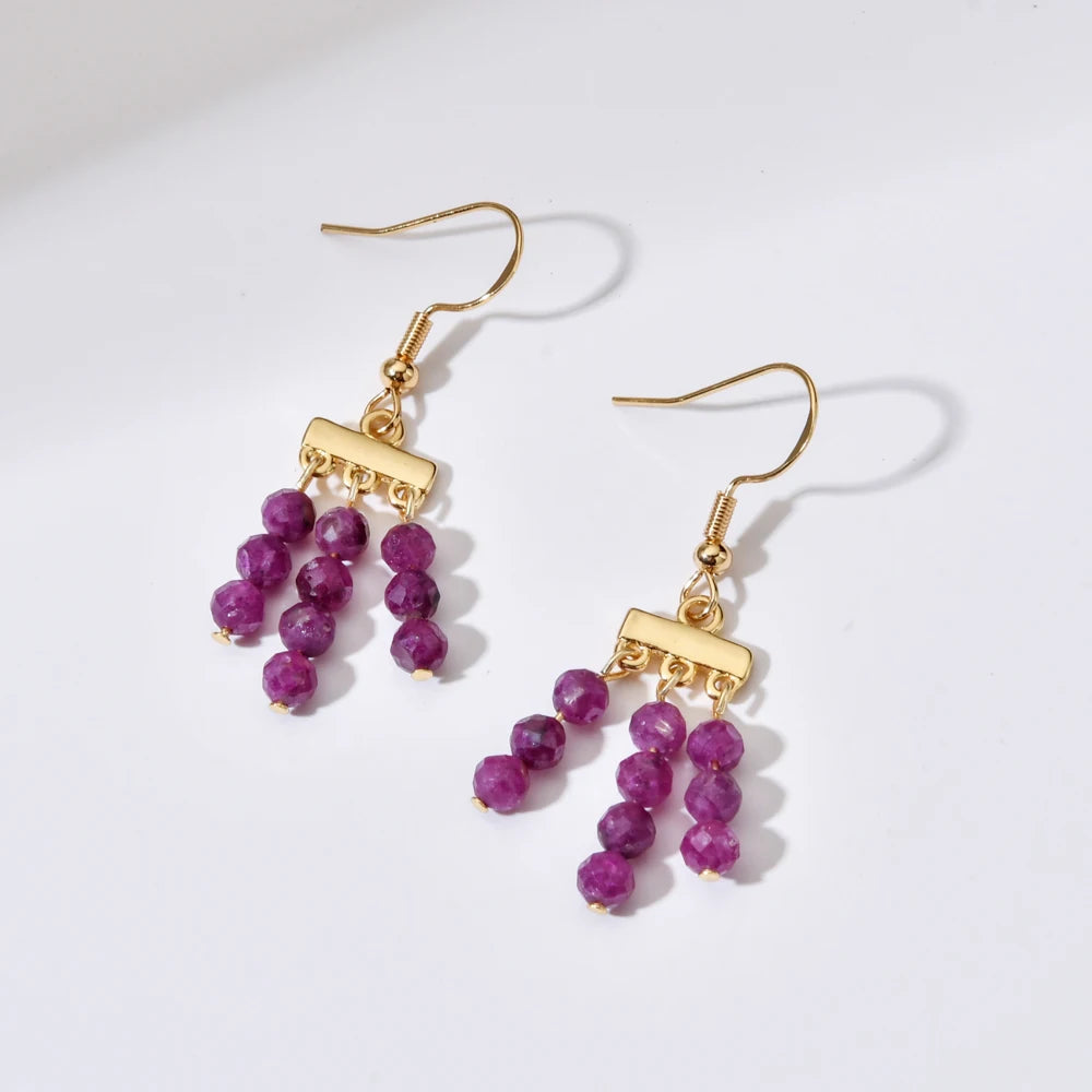 Natural Stone 3 Layer Drop Dangle Earrings for Women