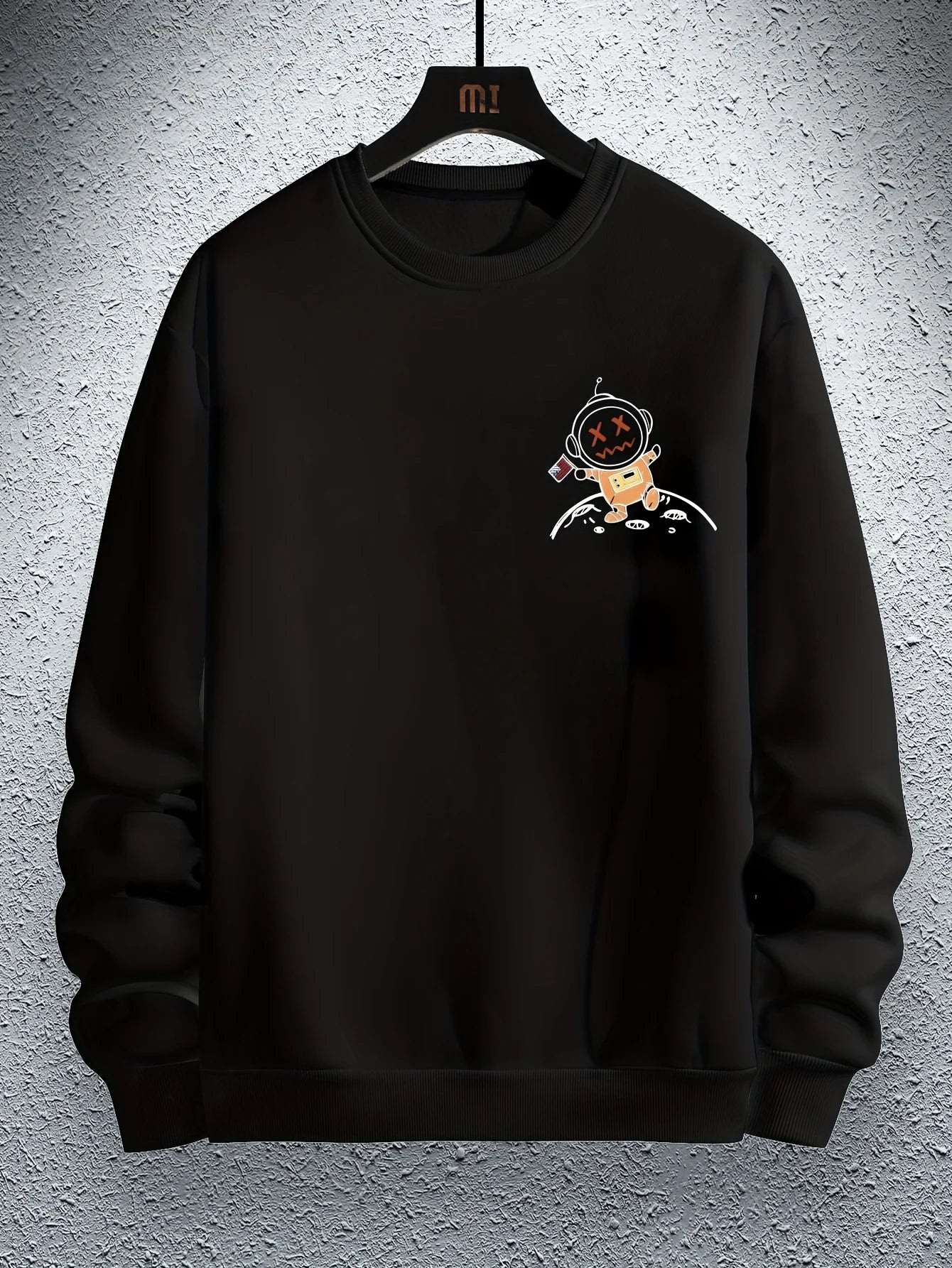 Casual loose astronaut cartoon print long sleeved round neck sweatshirt