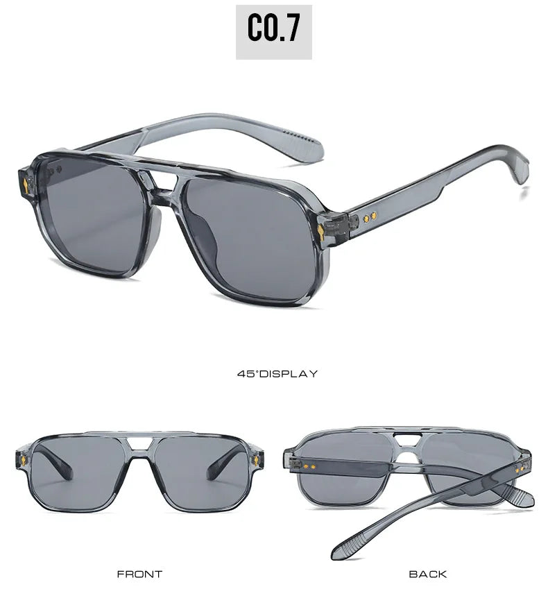 Fashion Square Sunglasses Women Men Driving Rivets Arrow Decoration Casual Travel Suitable for All Sun Glasses Uv400