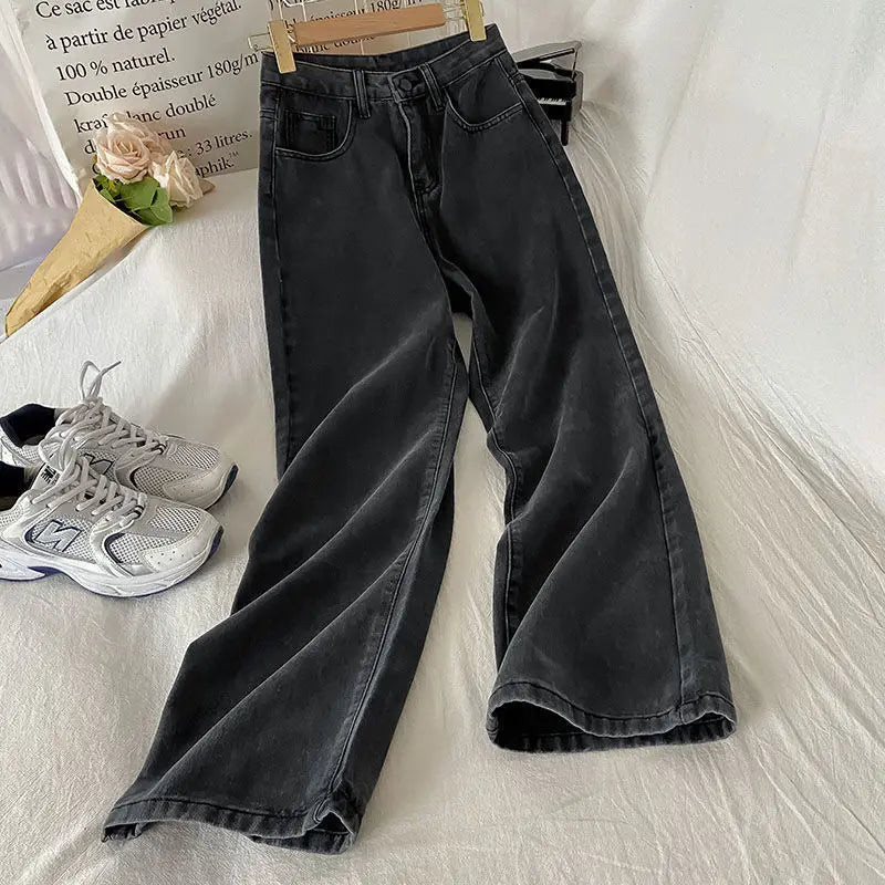 Vintage High-waisted Loose-fit Slimming Straight-leg Jeans For Women Trendy Long Trousers A Retro Flair