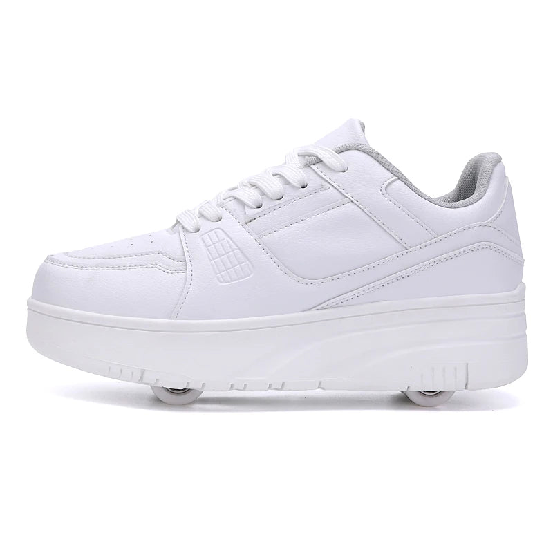 Children's walking shoes four-wheel lace-up girls' skates Boys' outdoor sports roller shoes Invisible shoes with wheels