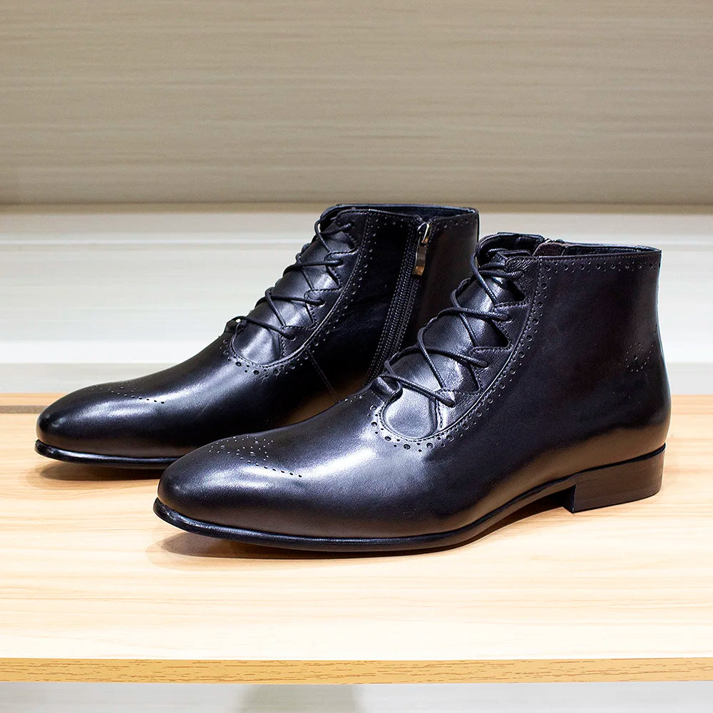 Genuine Leather Mens Ankle Boots