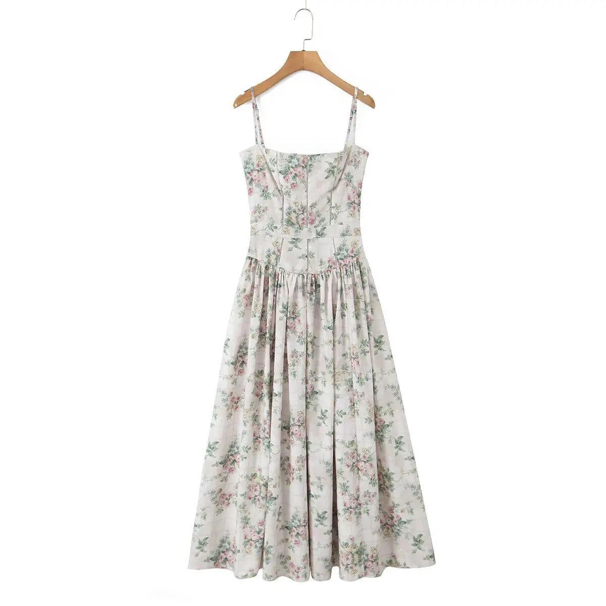 Summer Spring Floral Printed Women's Dress Elegant Retro Boho Party Dresses Elegant Vinatge A-line Maxi Vestidos 2025 New In