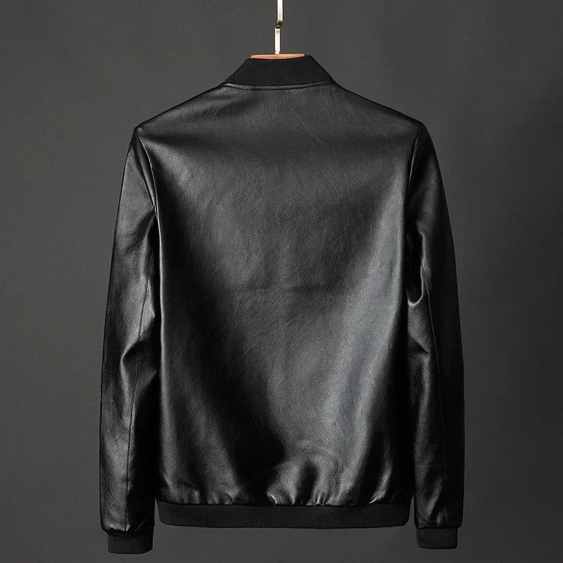 Nouvelle collection Automne 2024 - Blouson Biker en Cuir PU Noir pour Homme - Veste Coréenne Tendance - Coupe Slim Décontractée - Tailles jusqu'à 8XL