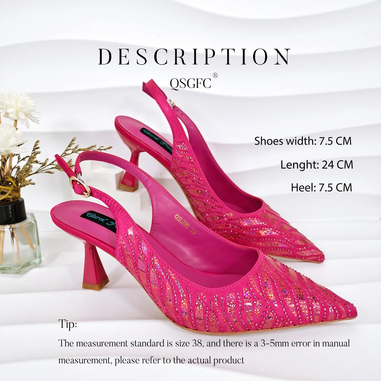 Ladies Heel and Bag Set Full Diamond Fashion Silver Color Pumps