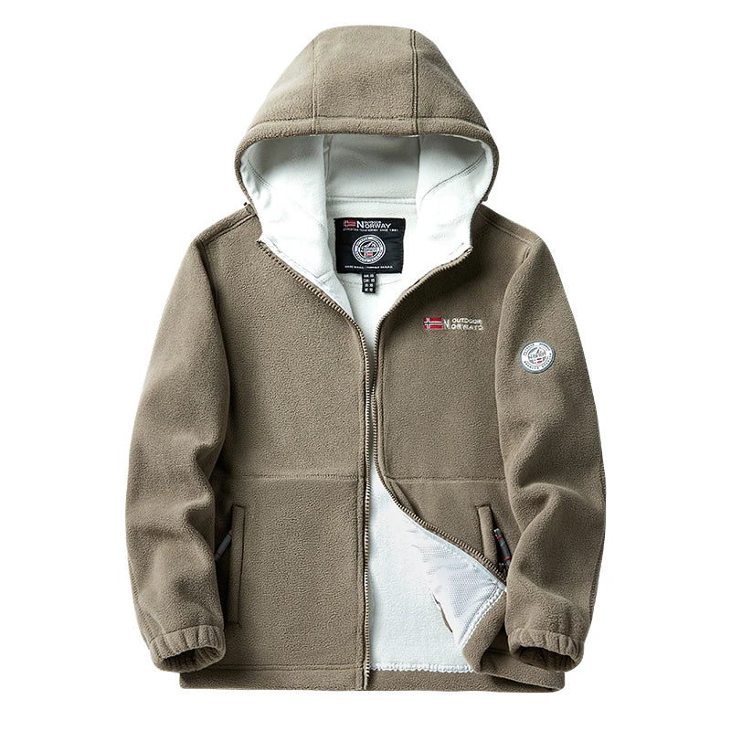 Veste Polaire Hiver Homme 2024 Marque Veste Décontractée Épaisse en Laine pour Homme Manteau à Capuche Chaud de Haute Qualité Costume de Ski d'Extérieur