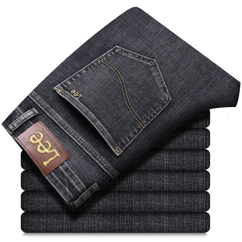 Lee Dex Jeans Men's Autumn/winter Thick Straight-leg Loose-fit Casual Business Pants Slimming Smooths Your Silhouette Trousers