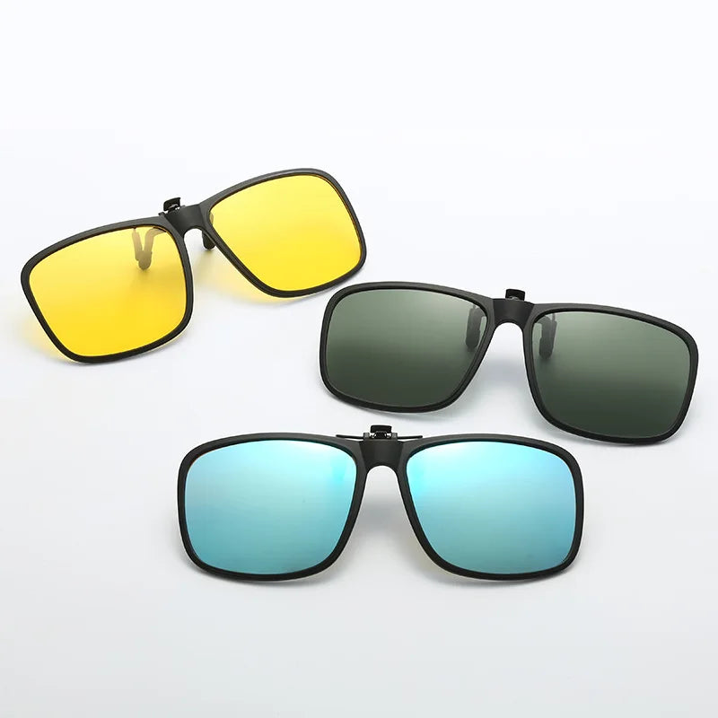 KLASSNUM Clip Polarized Sunglasses Square Men Clip On Glasses Flip-up Frames Sunglasses Covers Blue Night Vision Color Lens 2025