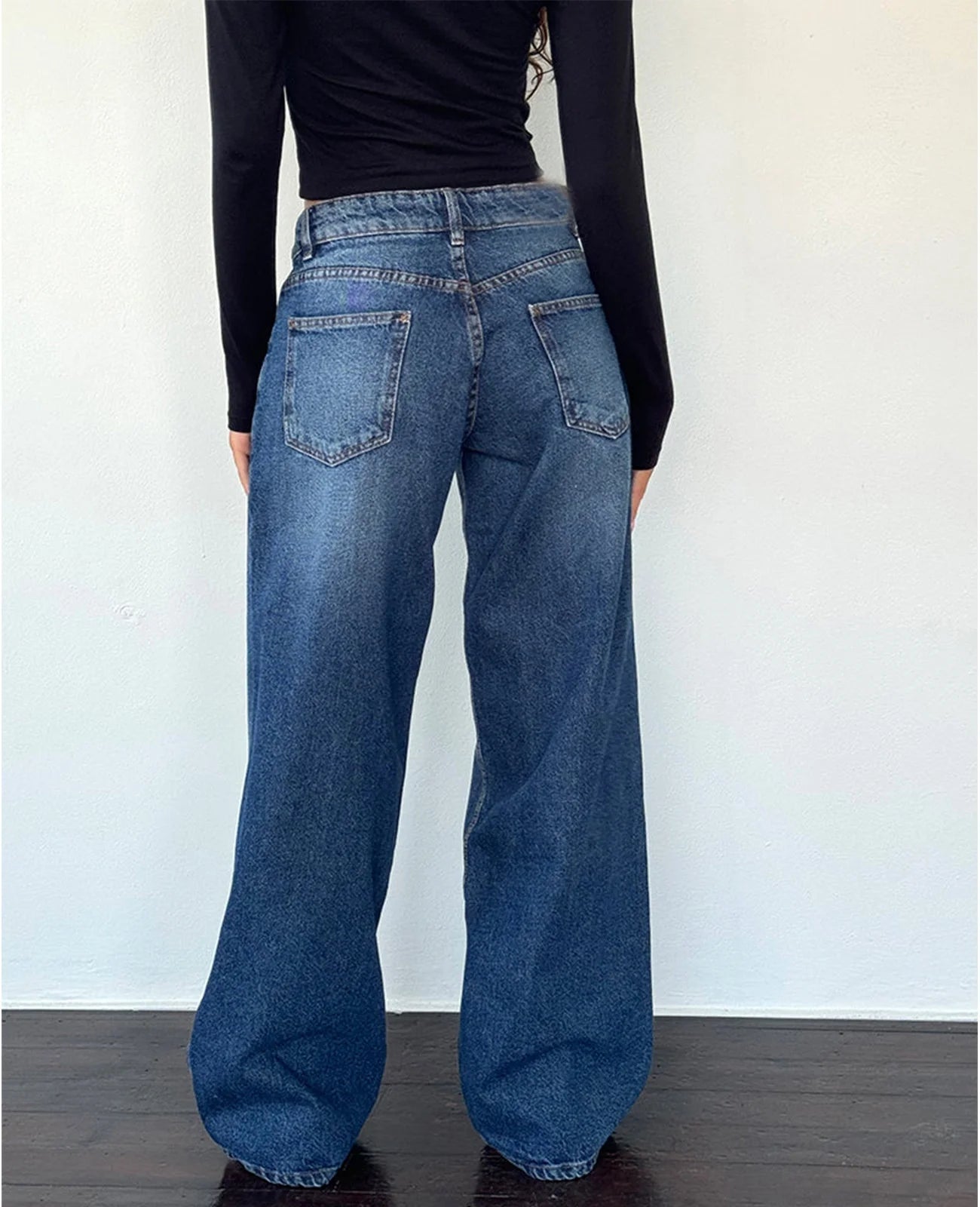 2025 New Retro Y2K Jeans Fashion Women Autumn High Waist Pocket Stacked Wide Leg Pant Casual Baggy Streetwear Commute Denim Pant