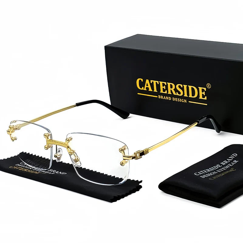 CATERSIDE Punk Rectangle Sunglasses Men Women Luxury Designer Rimless Gradient Lens Metal Sun Glasses For Men Sports 2024 UV400