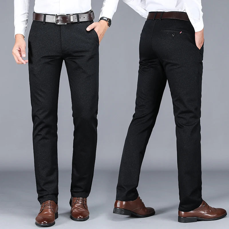 Men's Business Formal Office Cotton Spandex Trousers