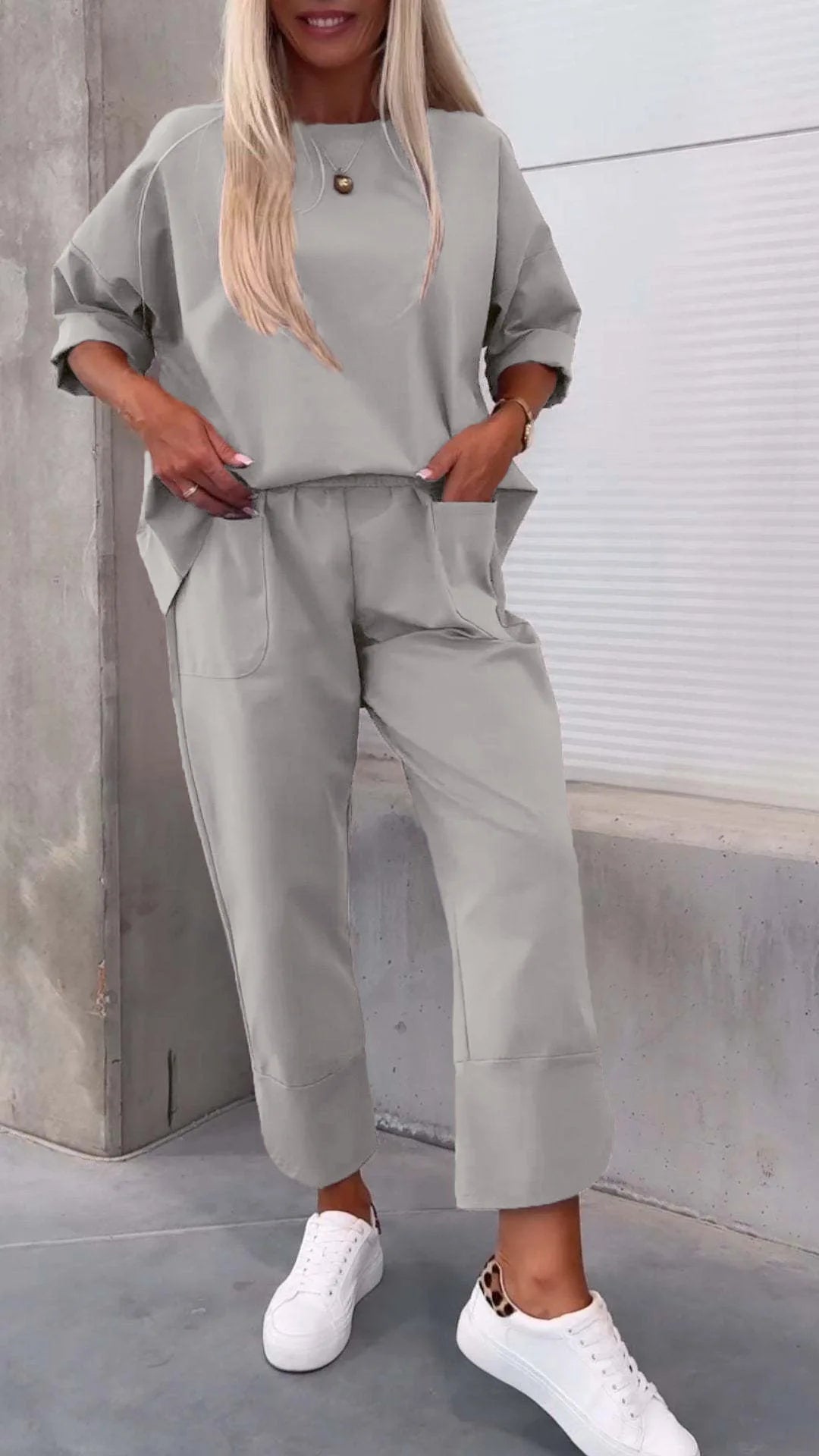 Women's pure color long-sleeved pants