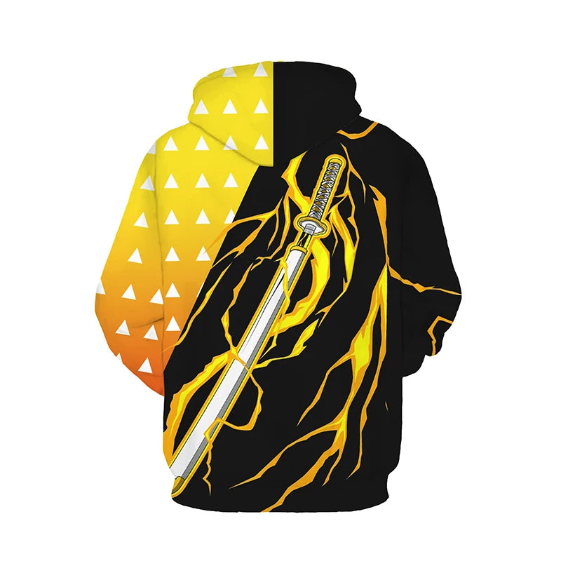 Anime Demon Slayer 3D Hoodie Sweatshirts Agatsuma Zenitsu Tomioka Giyuu