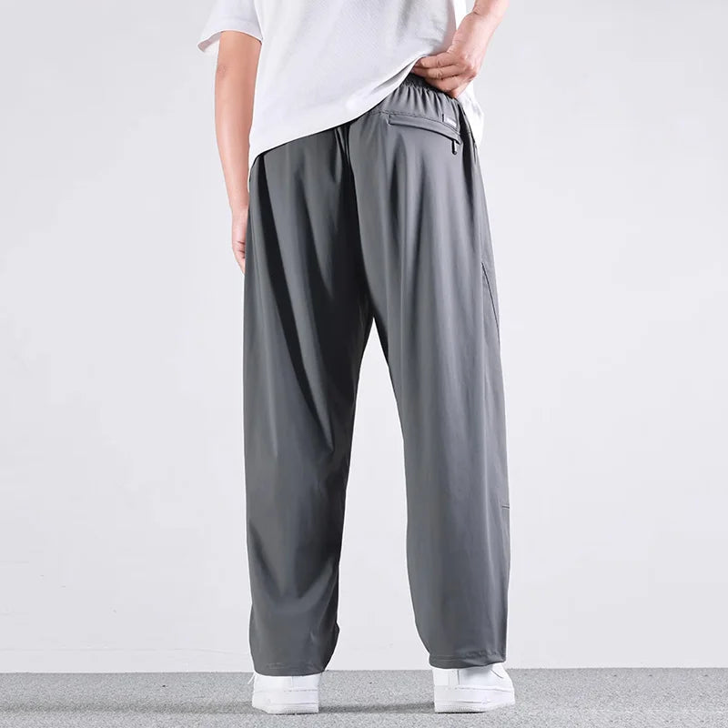 Men High Elastic Sweatpants Gym Joggers Large Size Trousers Pants