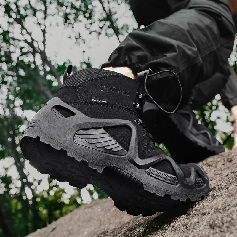 Men's Hiking Shoes Platform Outdoor Boots Men Leather Trekking Sneakers Climbing Hunting Sneaker Male Versatile Work Boots Botas