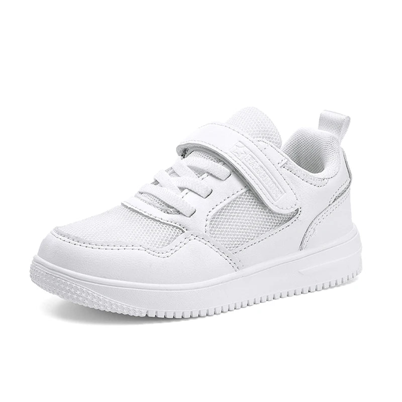 Boys Shoes Sneakers Leather Children Comfortable Flat Shoes Black White Shoes for Kids Girls School Walking Footwear Non Slip