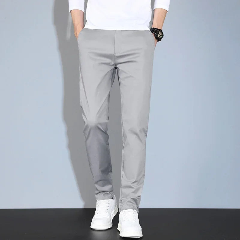 Men Soft Comfortable Khaki Ultra-thin Ice Silk Pants