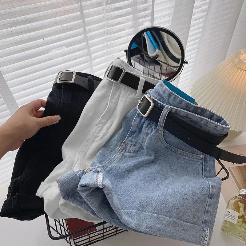 2021 New Women's Denim Shorts High-Waisted Summer Thin Loose-Fit Slimming Curved Legging A- Line Wide-Leg Trendy Jeans