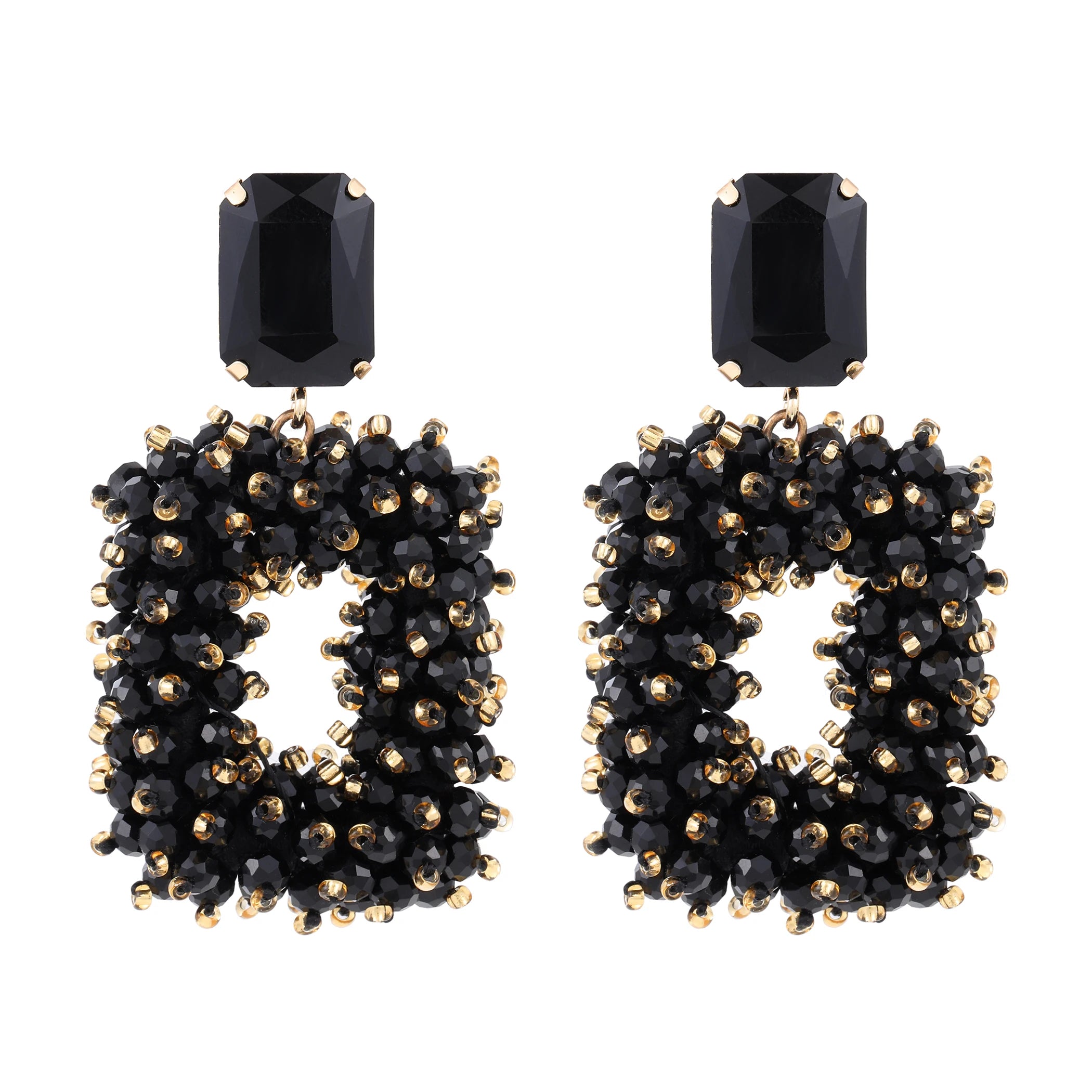 Square Crystal Drop Earrings for Women