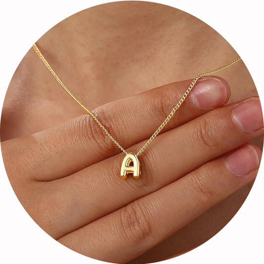 Dainty Mini Bubble Letter Necklace for Women