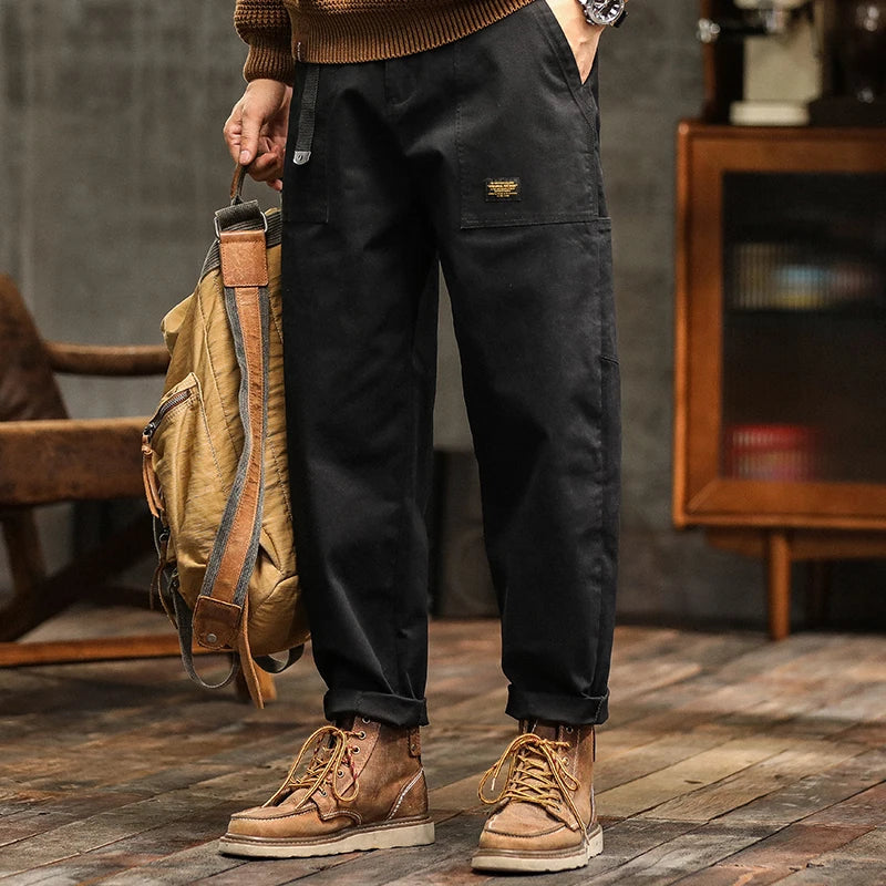 Cargo Pants Man Cotton Casual Loose Trouser