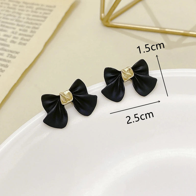 Black Bowknot Chain Tassel Long Pendant Earrings for Women