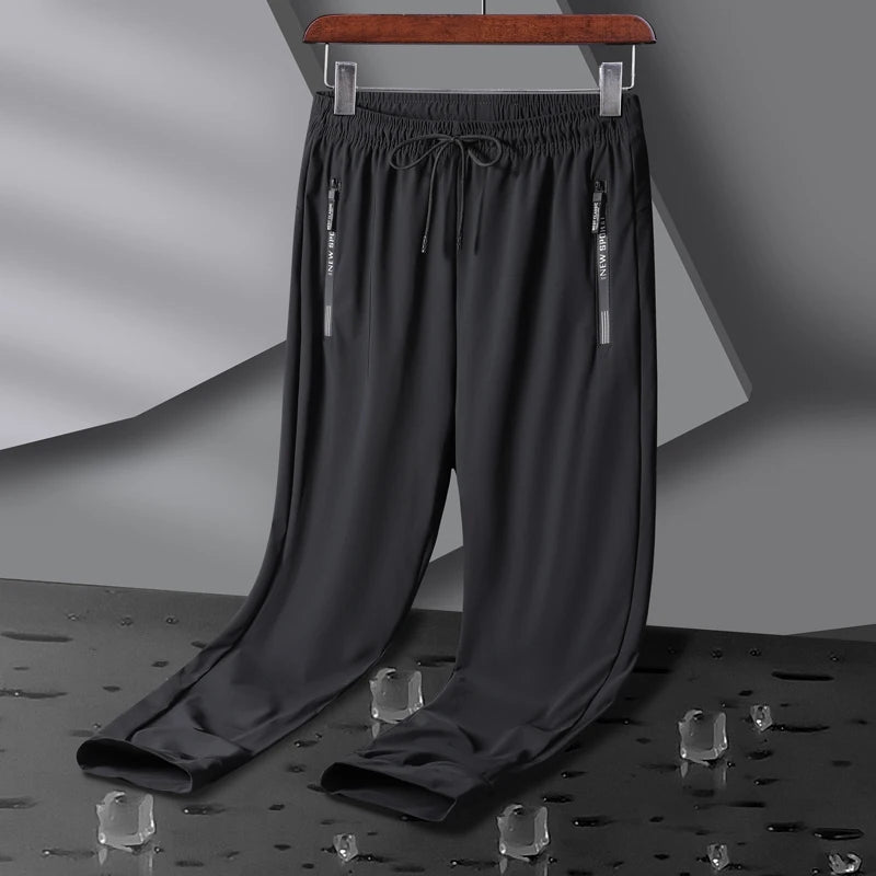 Men Sport Pants Ice Silk Jogging Thin Sweatpants