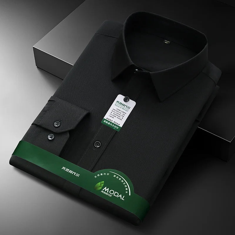 New Quality Anti-Wrinkle Men Shirt Long Sleeves Dress Shirts For Men Slim Fit Camisa Social Business White Office Shirt 4XL 5XL