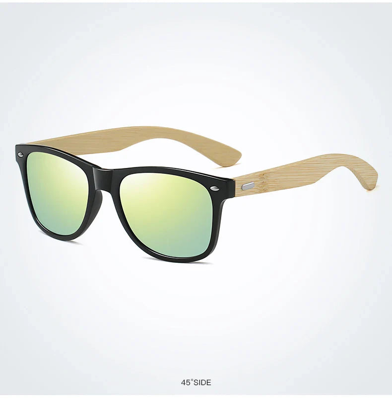 Fashion Bamboo Wood Vintage Square Sunglasses Men Women Luxury Brand Designer Sun Glasses Wooden Driving Fishing Eyewear