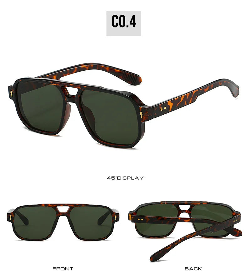 Fashion Square Sunglasses Women Men Driving Rivets Arrow Decoration Casual Travel Suitable for All Sun Glasses Uv400