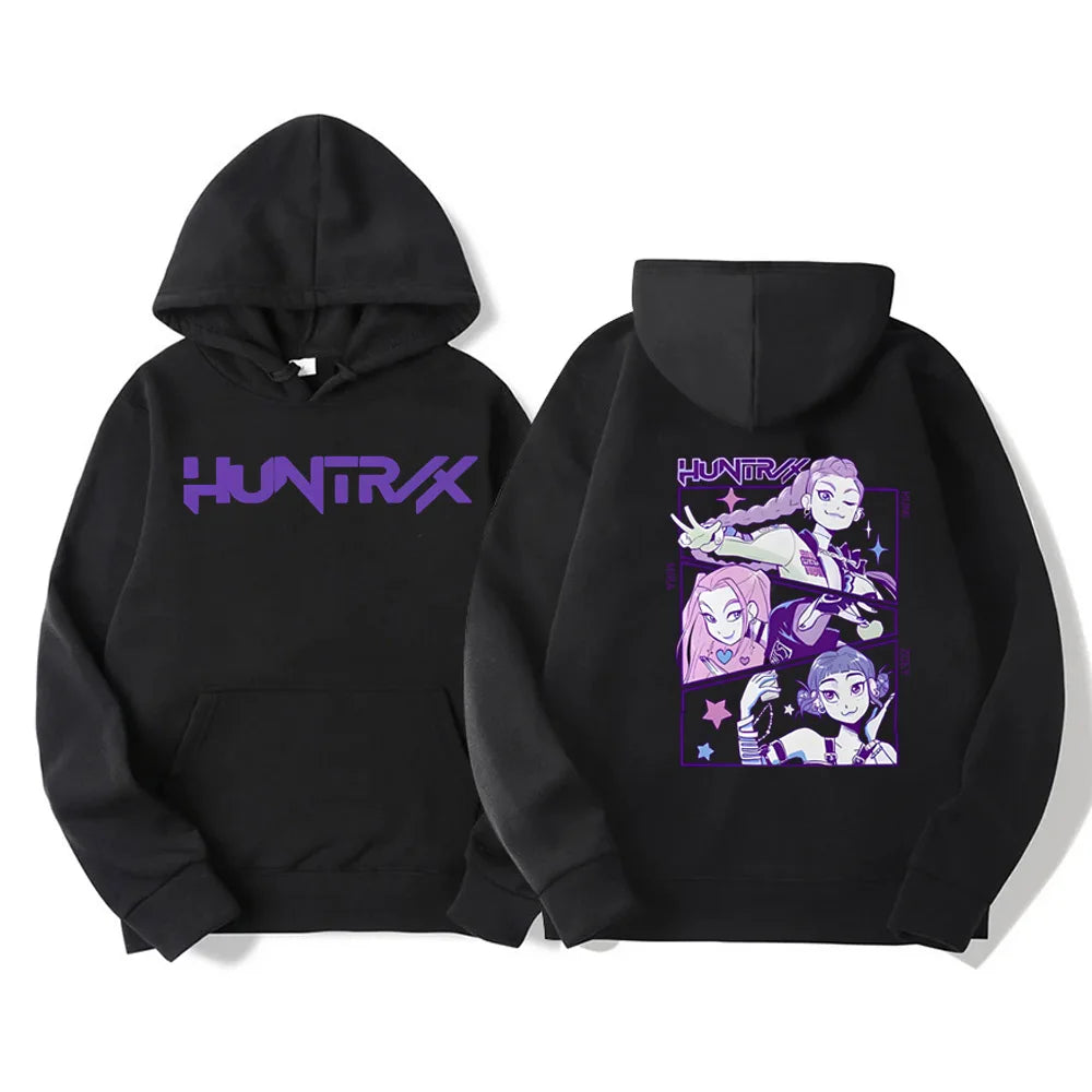 Men Women Hoodies KPop Demon Hunters Graphic Sweatshirts Fleece Warm Hooded Pullovers 2025 Fashion Male Sudadera Print Top