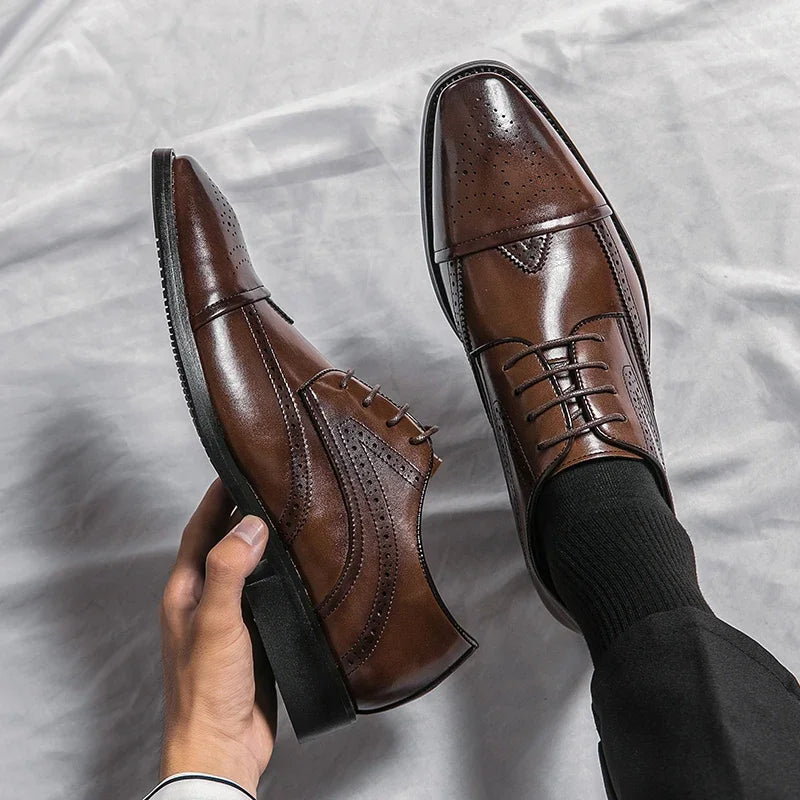 2025 High Quality Handmade Oxford Dress Shoes Men Genuine Cow Leather Suit Shoes Footwear Wedding Formal Italian Shoes Casual