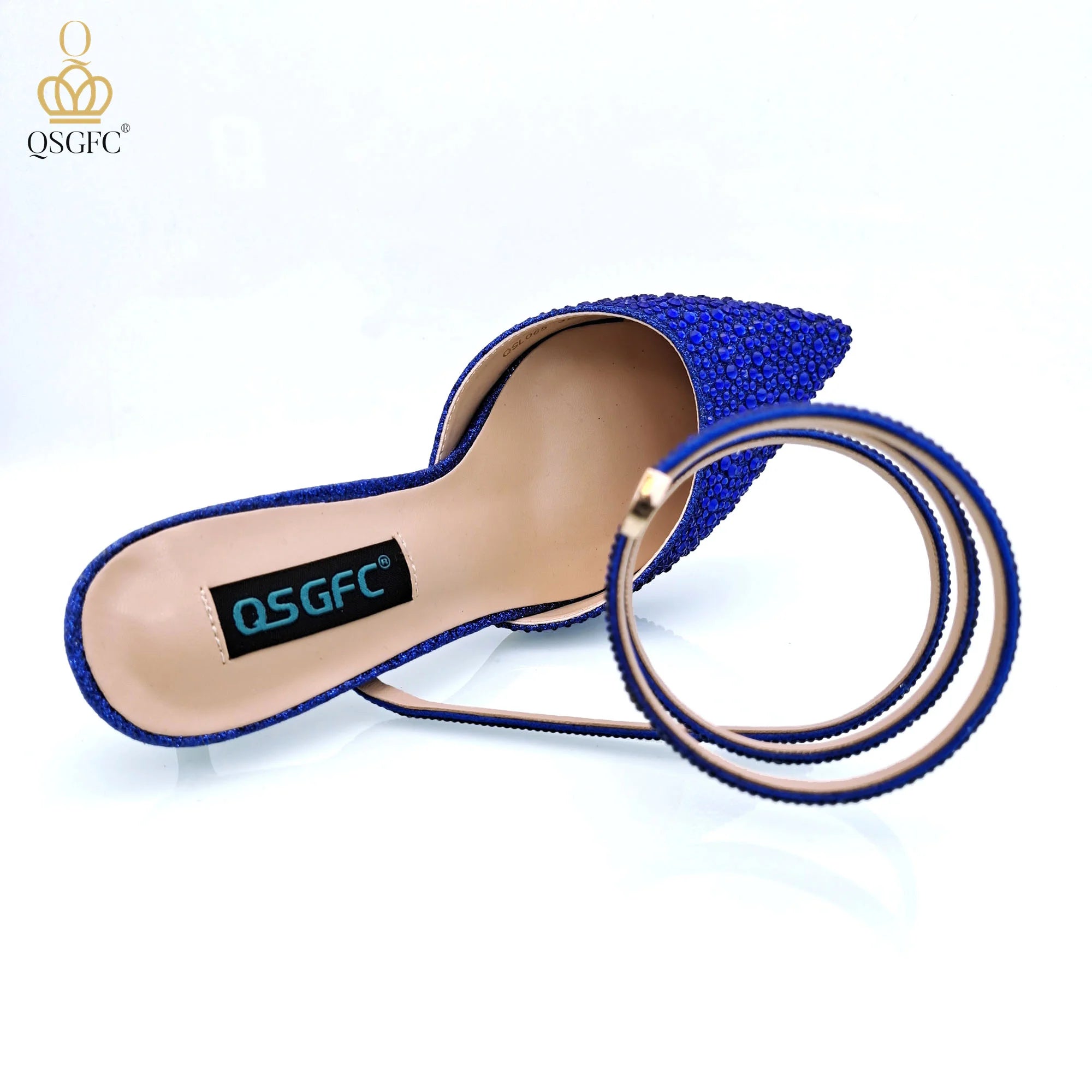 Shoes And Bag Full Diamond Women's Pointed Toe High Heels