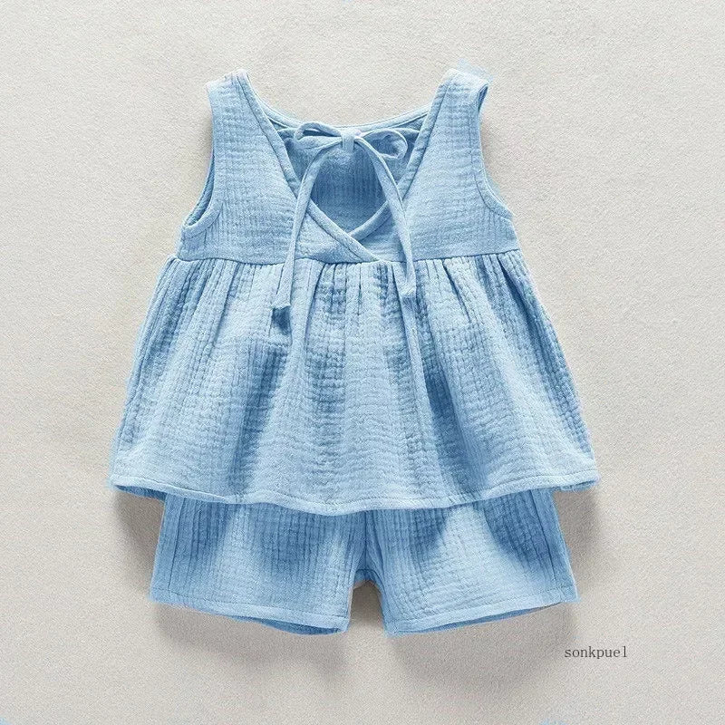 Baby Girls Sleeveless Vest Dress Shorts
