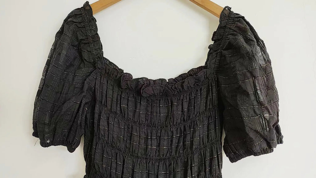 Black Long Dress 2024 New Women's Summer Elegance Countryside Forest Style Retro Square Collar Age Reducing Waist Slimming Dress