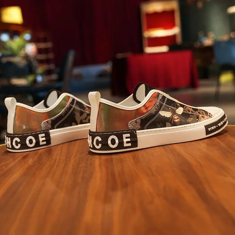 Shoes for Men Leather Casual Shoes Men Sneakers Spring Trend Print Flat Skateb Male Shoes Man Youth Street Cool Slip-on Loafers