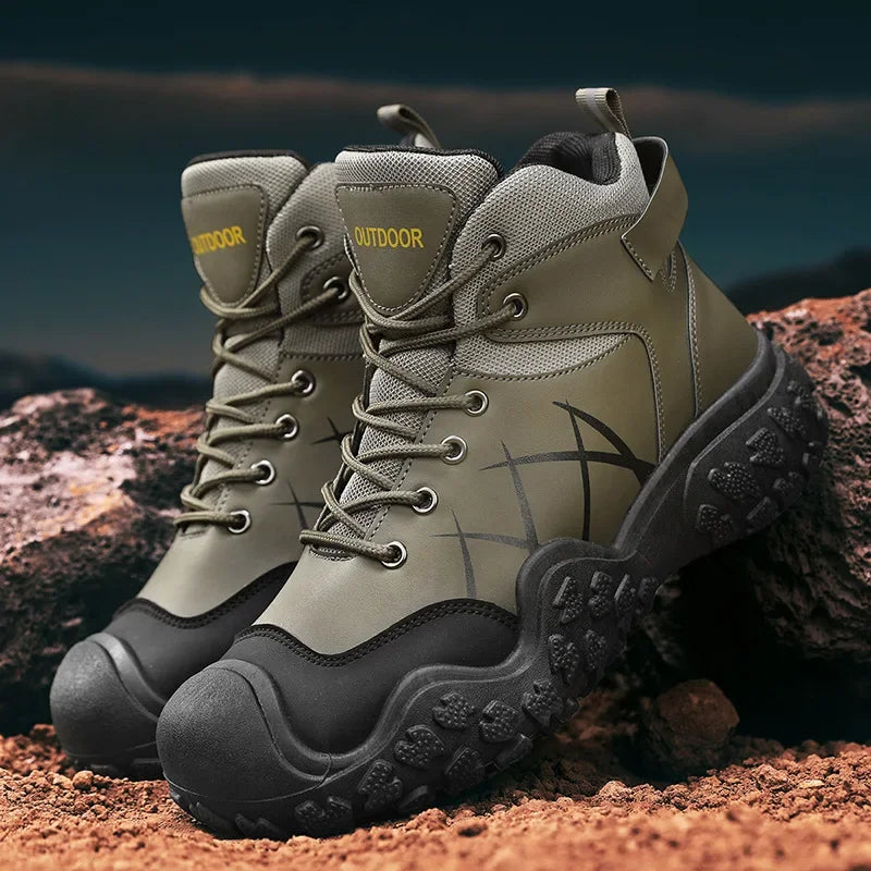 2025 Outdoor Men's Boots Hiking Shoes for Men Outdoor Boots Warm Leather Climbing Mens Shoes Waterproof Non-slip Men Ankle Boots